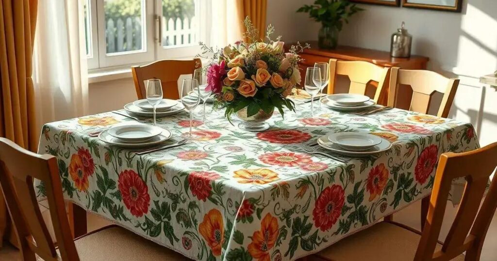Toalha de mesa bordada