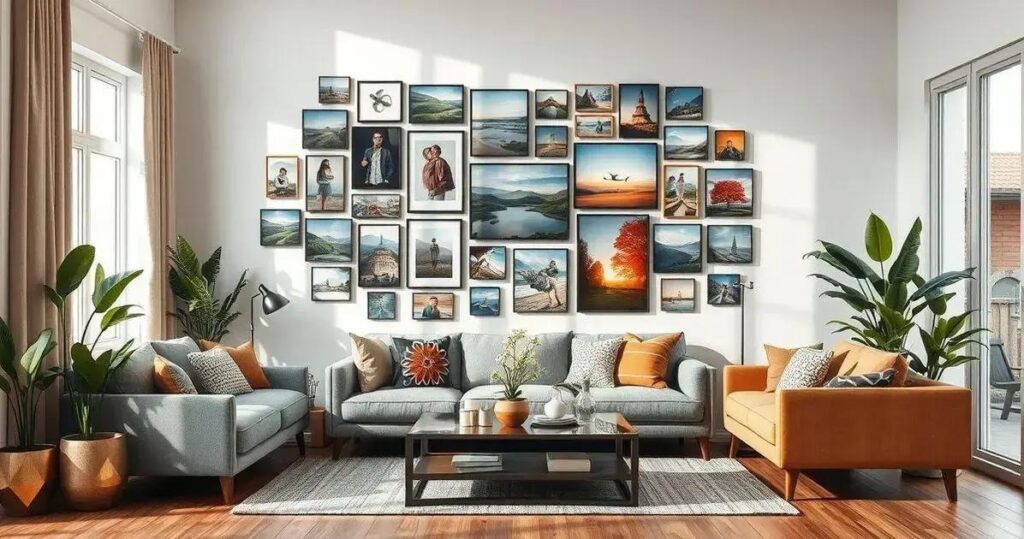 como decorar parede da sala com fotos