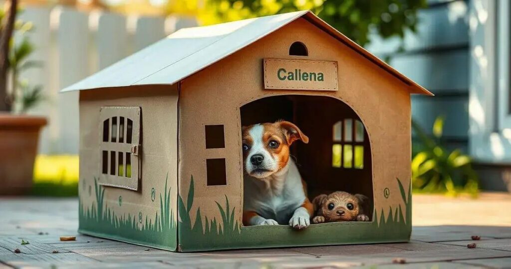 como fazer casinha de cachorro de papelão
