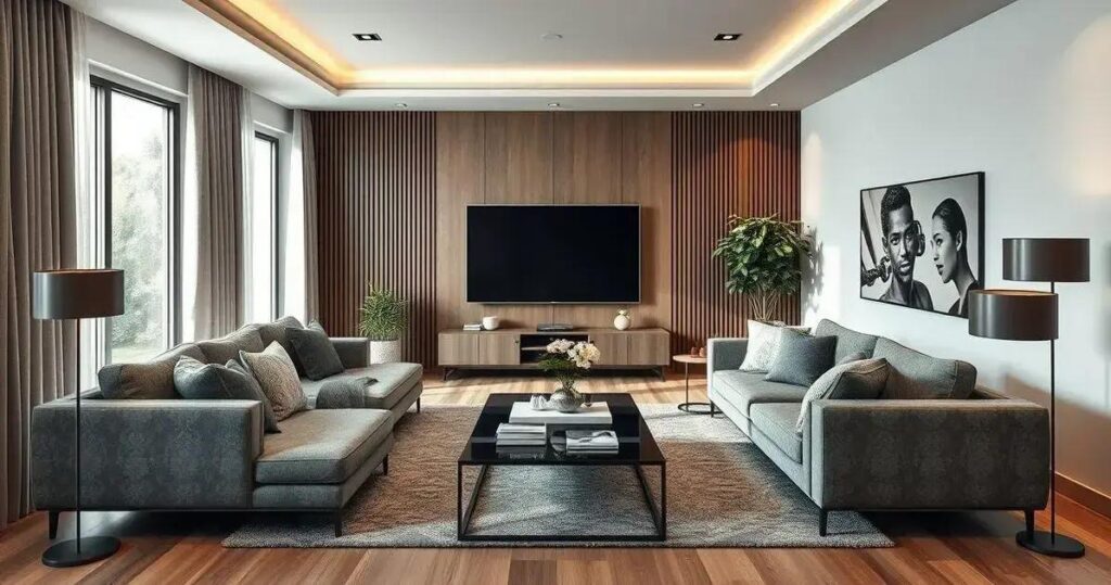 decoração de sala de TV moderna