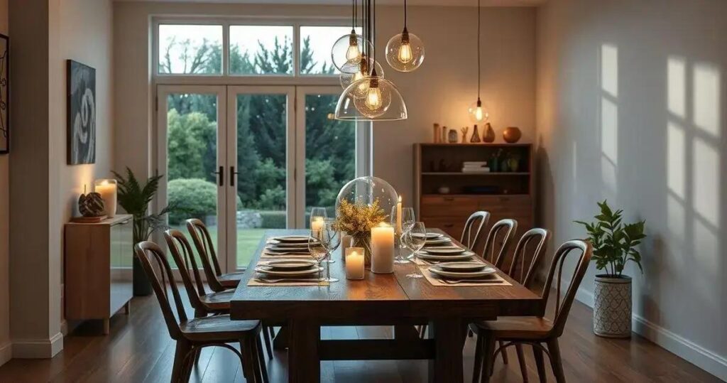 iluminação para sala de jantar simples