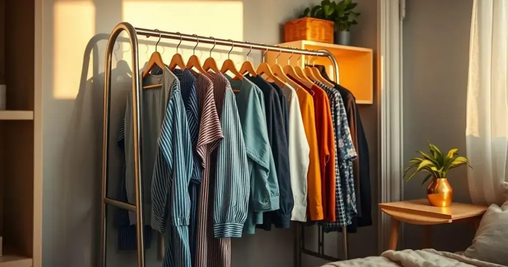 arara de roupas para quarto pequeno