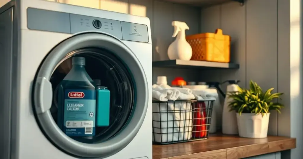 como organizar produtos de limpeza na lavanderia