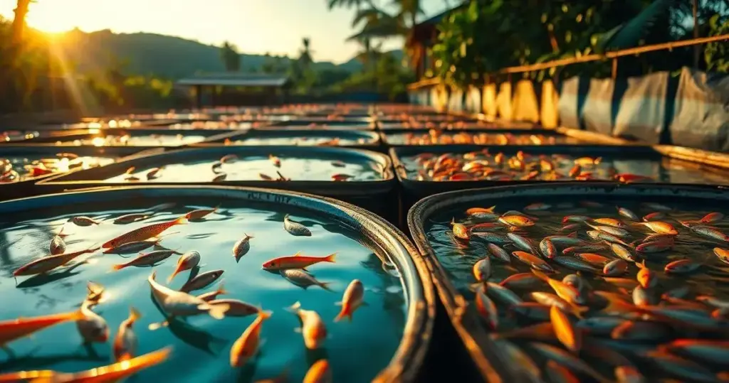 criação de peixes em tanques