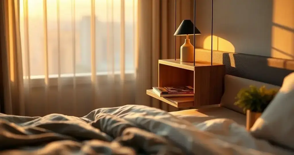 criado-mudo suspenso para quarto pequeno