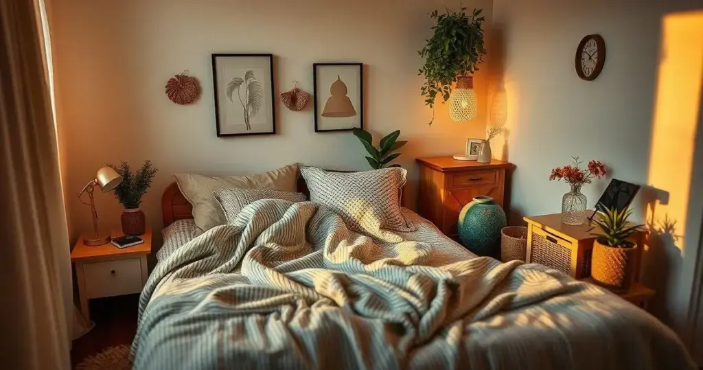 decoração de quarto de casal pequeno e barato